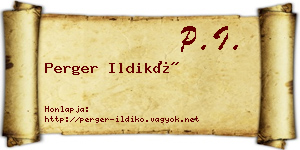 Perger Ildikó névjegykártya